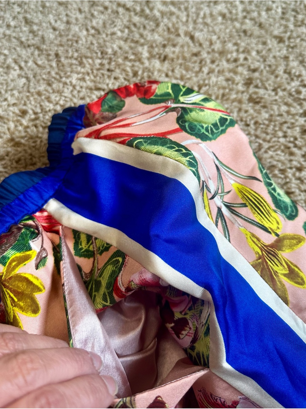 Floral Wide-Leg Casual Pants in Pink and Blue - Picture 4 of 7